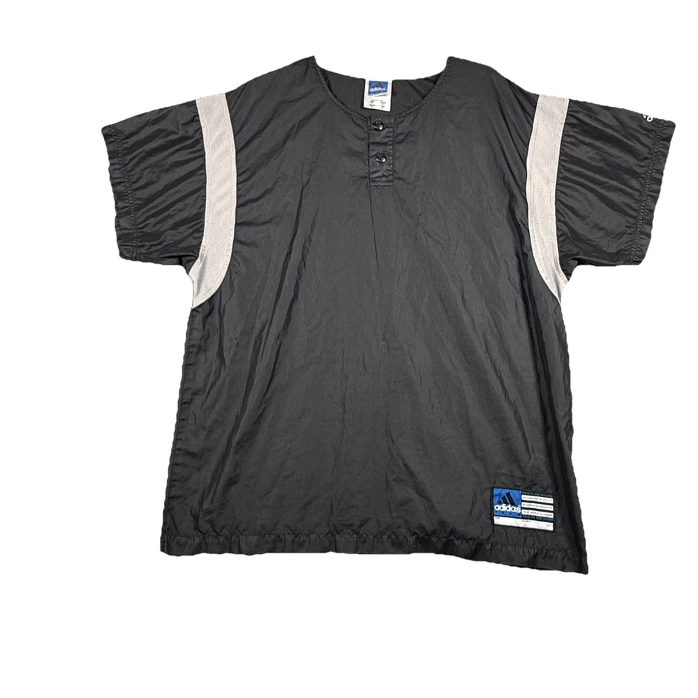 Vintage Adidas Short Sleeve Black Pullover Lightweight Baseball Cage Jacket XL